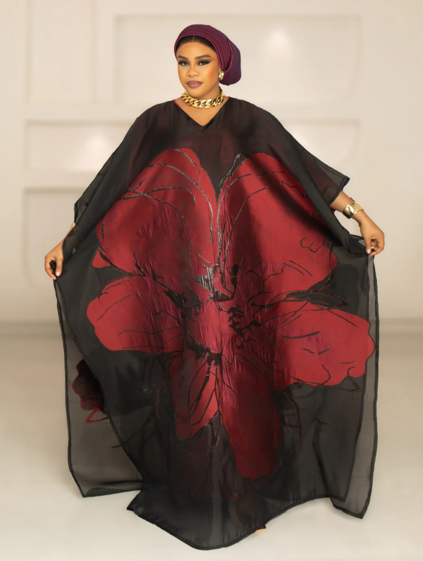 3D ORGANDI BROCADE  (BURGUNDY)