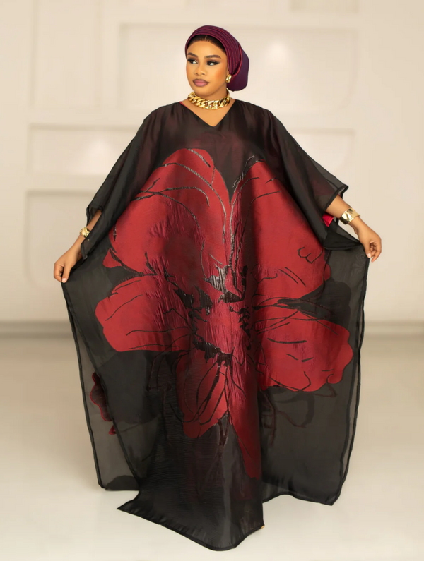 3D ORGANDI BROCADE  (BURGUNDY)