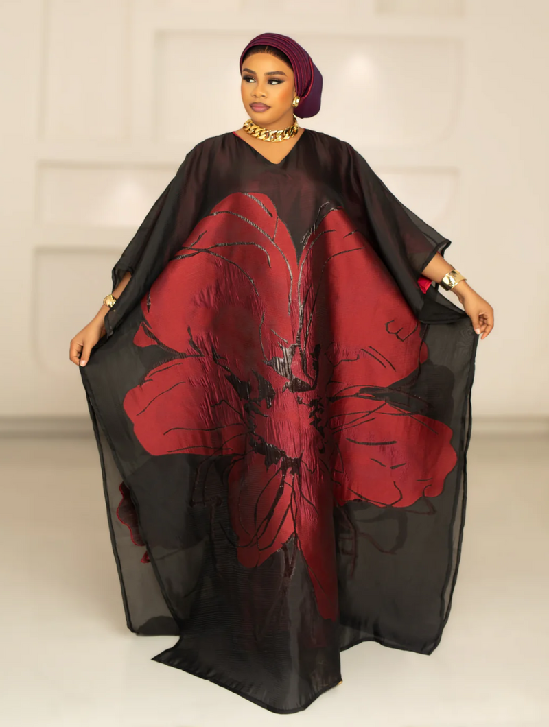 3D ORGANDI BROCADE  (BURGUNDY)