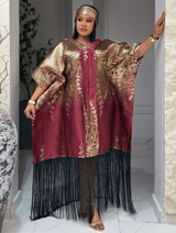 FRINGE LUXE KAFTAN (BURGURNDY/GOLD)