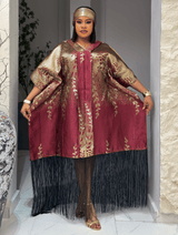 FRINGE LUXE KAFTAN (BURGURNDY/GOLD)