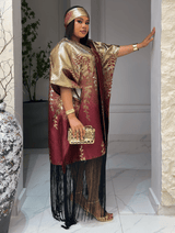 FRINGE LUXE KAFTAN (BURGURNDY/GOLD)