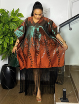 FRINGE LUXE KAFTAN (ORANGE/GREEN)