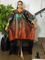 FRINGE LUXE KAFTAN (ORANGE/GREEN)