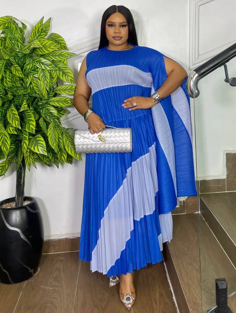 SWIRL ELEGANCE SKIRT SET (BLUE)