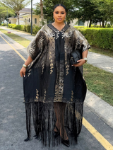 FRINGE LUXE KAFTAN (BLACK/GOLD)
