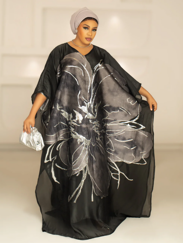 3D ORGANDI BROCADE (GREY)