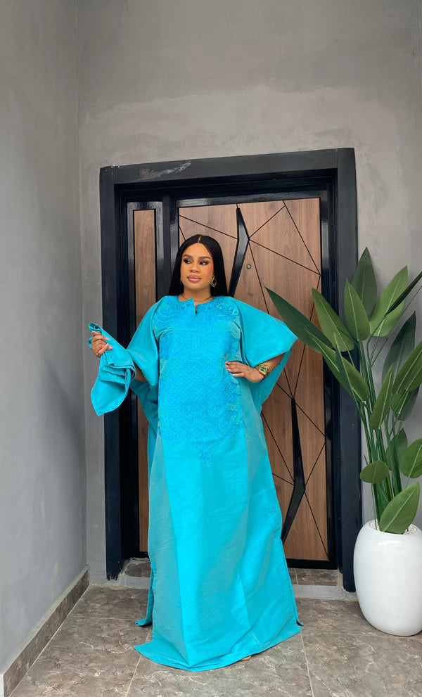 Embroidered Elegant Bubu (Turquoise Blue)