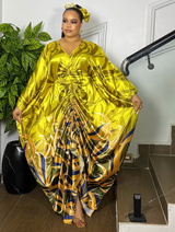 RUCHED SILK KAFTAN ( YELLOW)