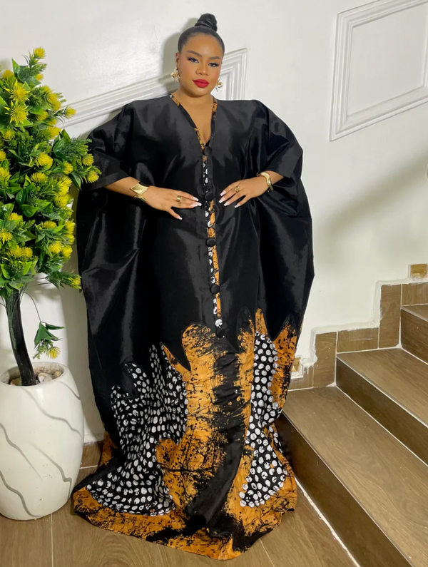 HERITAGE BLOOM KAFTAN (BLACK)