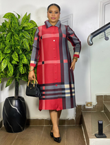 WINDSOR PLAID DRESS (RED/GRAY)