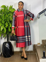 WINDSOR PLAID DRESS (RED/GRAY)