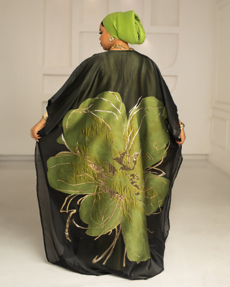 3D ORGANDI BROCADE  (OLIVE)