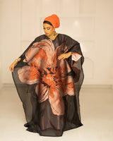 3D ORGANDI BROCADE  (BURNT ORANGE)