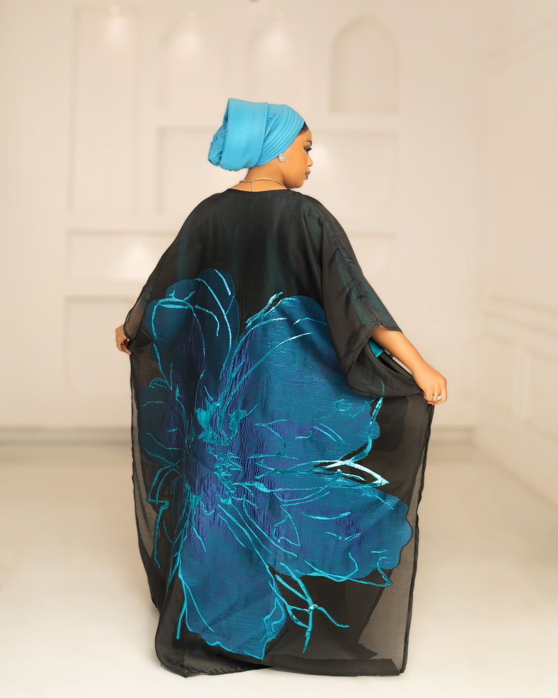 3D ORGANDI BROCADE  (TURQUOISE)