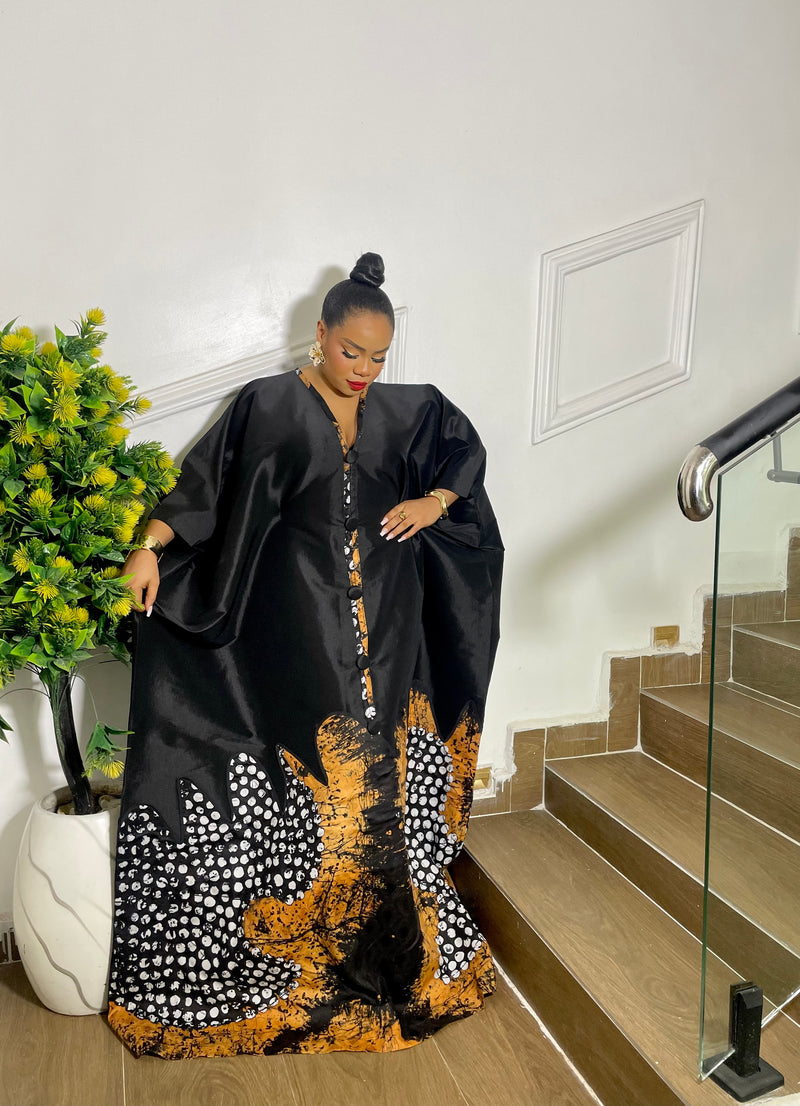 HERITAGE BLOOM KAFTAN (BLACK)