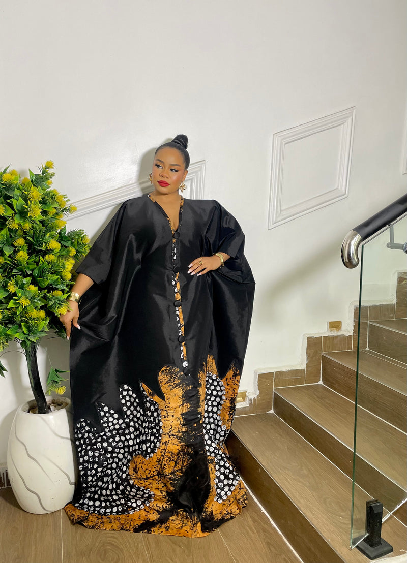 HERITAGE BLOOM KAFTAN (BLACK)