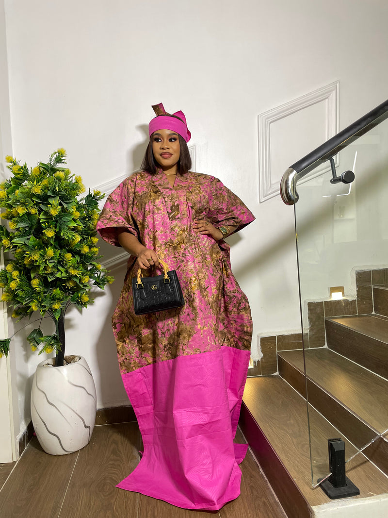 TWO TONED ADIRE BUBU (PINK)