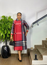 WINDSOR PLAID DRESS (RED/GRAY)