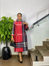 WINDSOR PLAID DRESS (RED/GRAY)