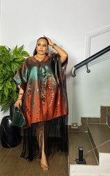 FRINGE LUXE KAFTAN (ORANGE/GREEN)