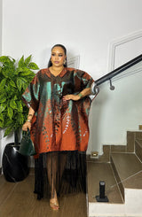 FRINGE LUXE KAFTAN (ORANGE/GREEN)