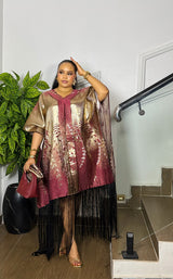 FRINGE LUXE KAFTAN (BURGURNDY/GOLD)