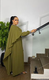 ROYAL DRAPE  CAPE DRESS (OLIVE)