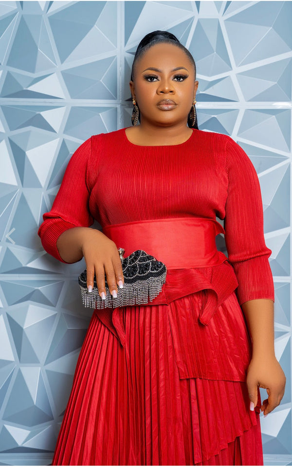 CASCADE SKIRT  SET (BURGURNDY)