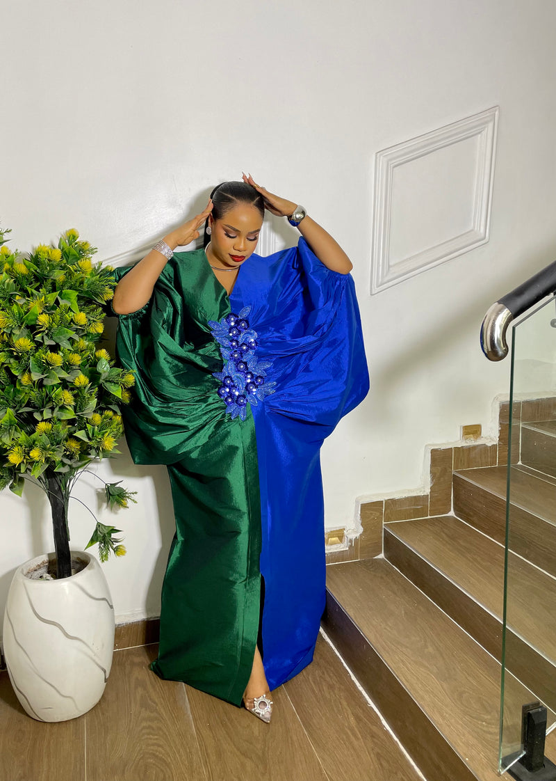 MAJESTIC BLOOM KAFTAN (GREEN/BLUE)