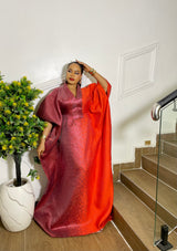 ROYAL RADIANCE TWO TONED BROCADE (DEEP RED/ORANGE RED)